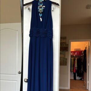 Elegant Blue Maxi Dress w/ necklace